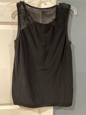 Fabletics Black Mesh Yoke Tank Top